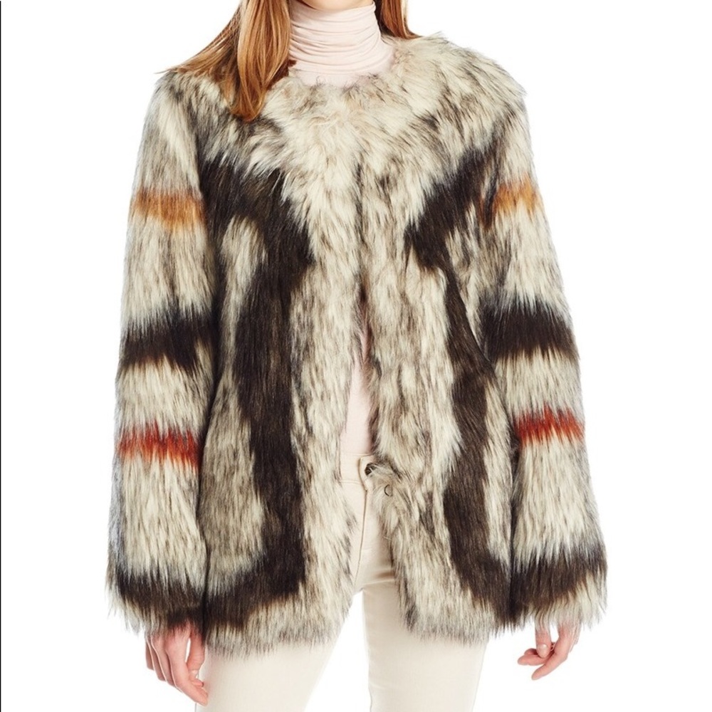 Trina Turk Paisley Faux Fur Coat